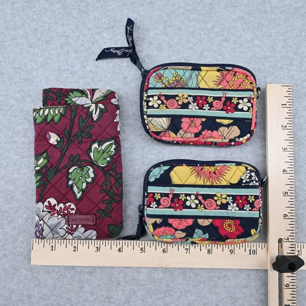 Vera Bradley 3pc Lot Eyeglass Case Happy Snails Coin Purse Bordeaux Blooms Zip - Picture 8 of 8